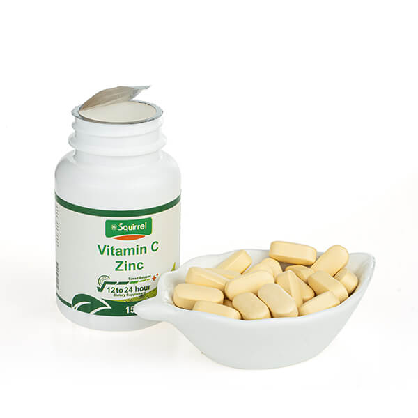 La vitamine C 1500 mg et le zinc 15 mg 60 comprimés ont soutenu les comprimés de libération pour le blanchiment de la peau