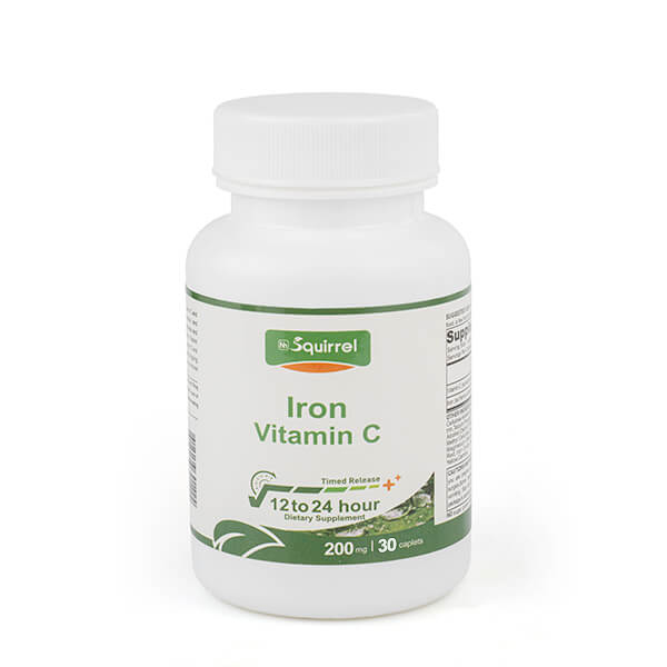Vitamine C 200 mg avec fer 50 mg 30 comprimés Caplet à libération contrôlée