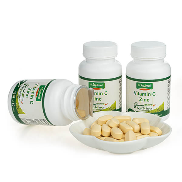 La vitamine C 1500 mg et le zinc 15 mg 60 comprimés ont soutenu les comprimés de libération pour le blanchiment de la peau